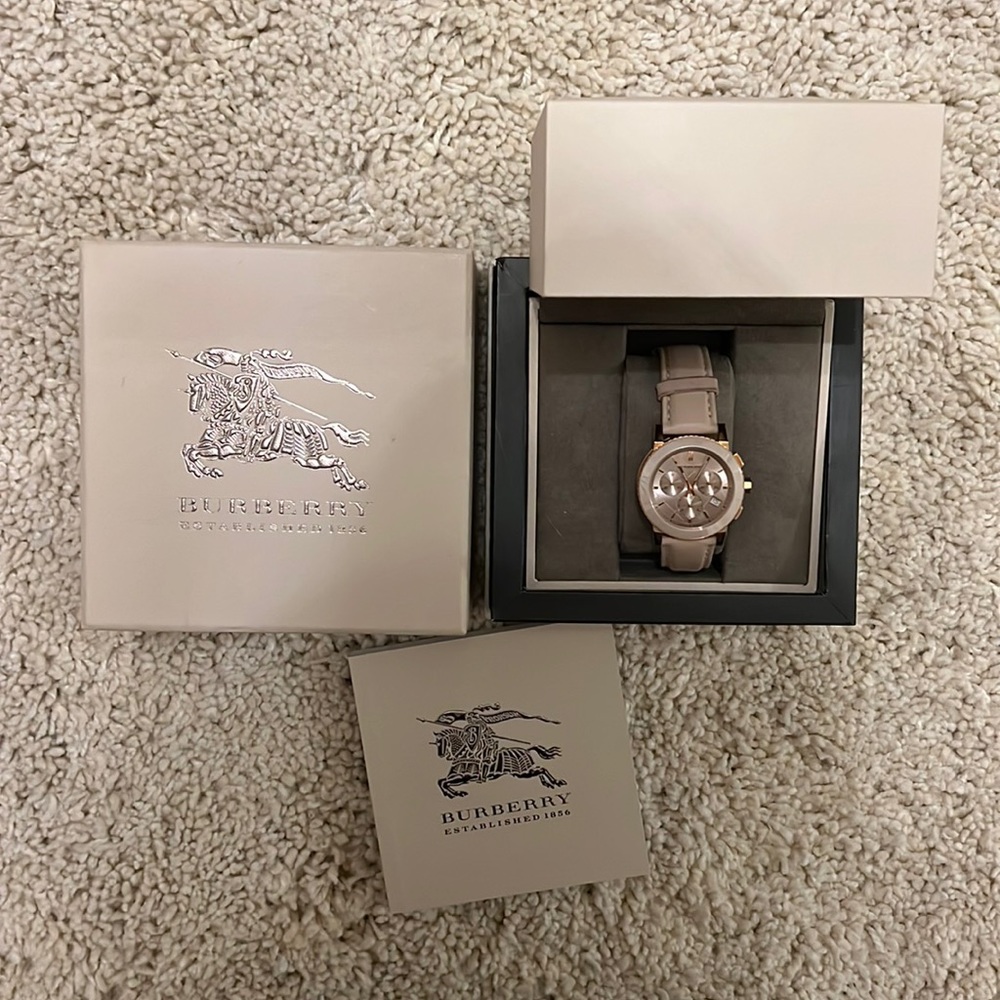 Burberry Rose Gold Watch with Nude Leather Band